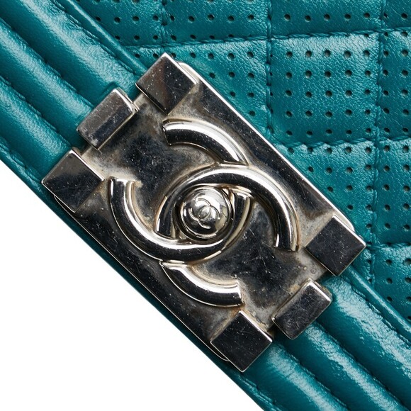 Chanel Matelasse Boy Coco Mark Chain Bag Green Blue Lambskin - Picture 8 of 12